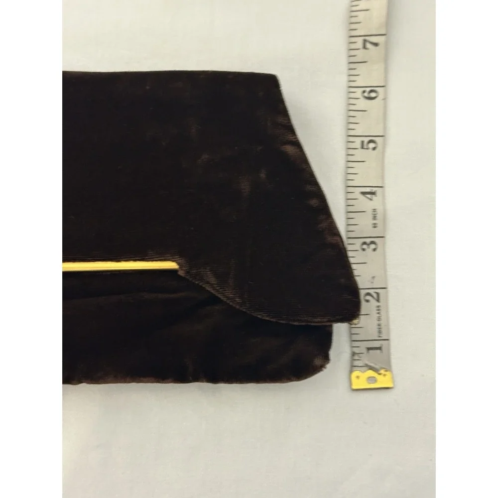 Vintage 50s Brown Velvet Fold Over Clutch Dance Purse Vanity Bag Compact‎